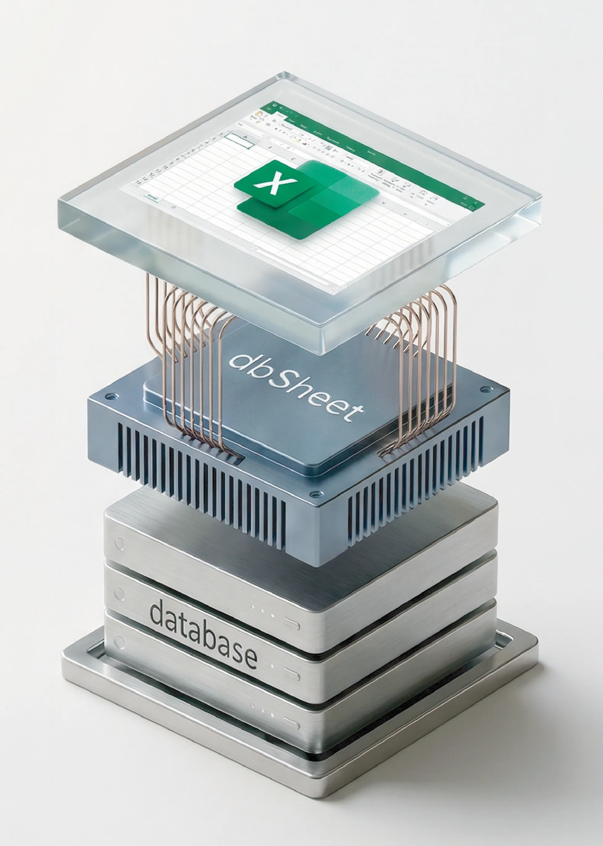 Excel UIをそのまま使いながらdbSheetで構造化し、AIツール、BIツール、検索ツールにつなぐイメージ