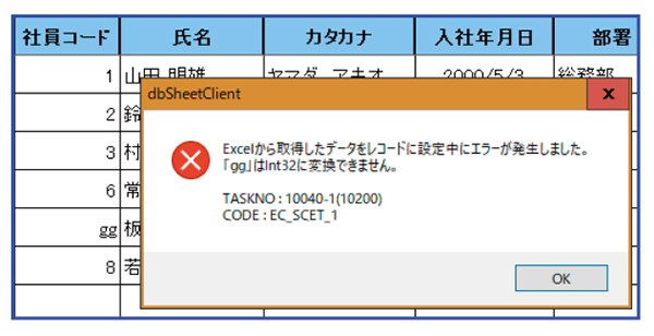 エラーメッセージ